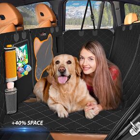 Pet Backseat Extender for Dogs, Dog Hammock with Hard Bottom, Dog Covers For Cars Back Seat Holds 500lbs, Waterproof, Dog Seat Extender Large Space Storage Pocket, Perfect for Car, SUV & Truck