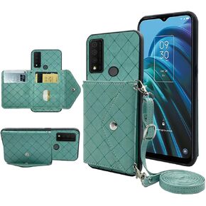Compatible with TCL 30 XE 5G T767W Wallet Case with Crossbody Shoulder Strap and Stand Leather Credit Card Holder Phone Cover for TCL30XE 5G T767W Women Purple
