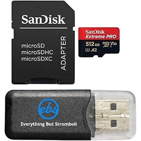 SanDisk 512GB Extreme Pro MicroSDXC Card Compatible with GoPro Hero (2024) and Hero 13 Action Cameras 200MB/s Read Speed (SDSQXCD-512G-GN6MA) Bundle with (1) Everything But Stromboli MicroSD Reader