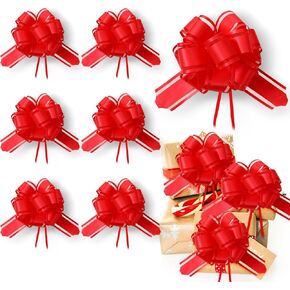 6 PCS Large Pull Bows Gift Wrap Pull Bows 6 Inches Wedding Ribbon Bows Chiffon Pink Flower Boxes Decoration Bouquets Present Supplies Fit Hairstyle Crafts DIY Christmas Party Birthday Wedding