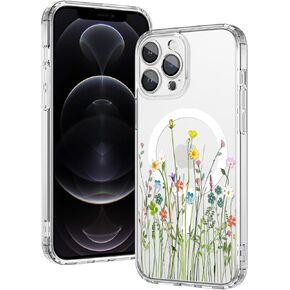 OOK Magnetic for iPhone 14 Pro Max Case [Compatible with Magsafe] Colorful Wild Flowers Floral Design Clear Case with Full Camera Lens Case for iPhone 14 Pro Max Phone Case, Wild Flowers (6.7")