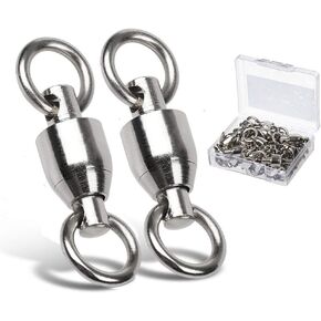 AMYSPORTS Ball Bearing Swivels Connector High Strength Stainless Steel Solid Welded Rings Barrel Swivels Saltwater Freshwater Fishing