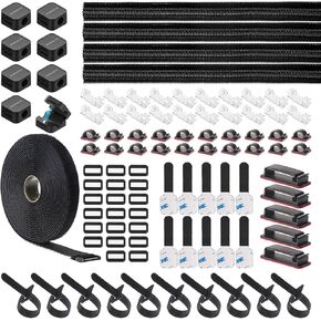 98 PCS Cable Management Kit 4 Wire Organizer Sleeve, 8 Cable Holder, 45 Cord Clips, 1 Cable Ties with 20 Buckles,10 Adhesive Cable Straps, 10 Cable Organizer Straps, for Computer TV Under Desk