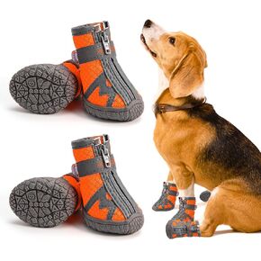 Dog Shoes for Small Medium Dogs Waterproof Puppy Dog Boots with Safety Reflective Dog Paw Protectors for Winter Hot Pavement Rainy Day with Anti Slip Rubber Sole (Black, Size 5)