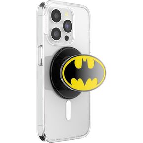 PopSockets Round Phone Grip Compatible with MagSafe, Adapter Ring Included, Phone Holder, Wireless Charging Compatible, WB Batman - Bat Symbol
