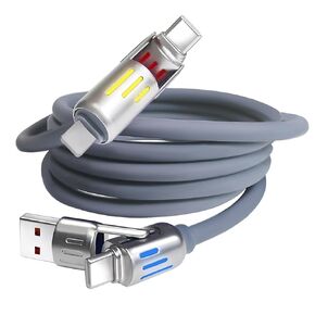 4 in 1 Charging Cable 65W Fast USB C Charging Cable 6mm Silicon USB C to USB C Charger Cord, Multi Charging Cable Combo Type C/USB A/L Port for iPhone/iPad/Samsung/MacBoo 5' (Purple)