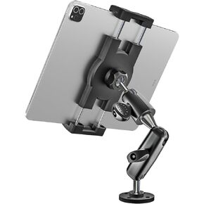 woleyi Aluminum Drill Base Tablet Holder for Car Dashboard - [360° Adjustable 2-Stage Arm] Heavy Duty Tablet Mount for Truck Car Mount Wall Desk, for iPad Pro/Air/Mini/Galaxy Tab/Z Fold, 4-13" Devices