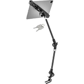 Locking Car Tablet Holder, Truck Seat Rail Tablet Mount wtih Lock & Key, Anti-Theft Commercial Fleet Seat Bolt Stand for iPad Pro 13 12.9 Air, ELD, Galaxy Tab, Surface Go/Pro, 9-14" Devices