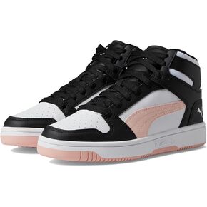 PUMA Rebound Layup Mid Sneaker, Alpine Snow Black-Toasted Almond, 4 US Unisex Big Kid