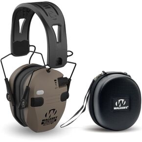 Walker's Razor Slim Quad Electronic Earmuffs with Bluetooth Technology Bundle Shooting Hearing Protection Case