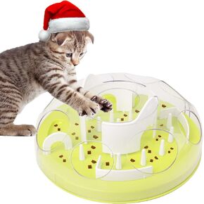 PetPrime Interactive Cat Puzzle Feeder,Cat Enrichment Toys for Indoor Cats Interactive Cat Slow Feeder Treat Puzzle Toy Cat Stimulation Toys for Bored Indoor Adult Cats