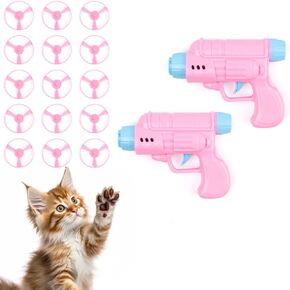 Colorful Flying Propellers Cat Fetch Toy Set - 17-Piece Interactive Pet Toy for Training, Exercise, and Chasing - Ideal for Indoor and Outdoor Play - Cat Fetch Toy Launcher (Blue)