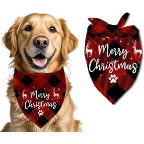 Christmas Dog Bandana, Funny Pet Scarf, Pet Christmas Accessories Printed Bibs, Square Adjustable Girl Boy Dogs Scarf Décor Bandanas Red