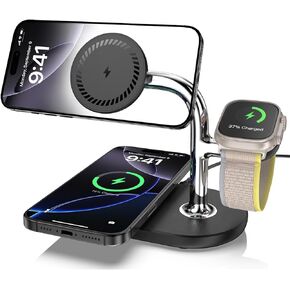 Wireless Charging Station for Mag-Safe Charger 3 in 1 for iPhone 16/15/14/13/12 Series, Airpods Pro 2, iWatch Series 10/9/8/7, Magnetic Charging Station for Multiple Devices Apple