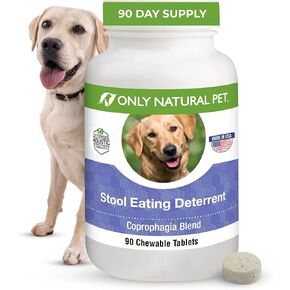 ONLY NATURAL PET Stool Eating Deterrent - Stop Stool Eating Coprophagia - Prevent Poop Eating in Dogs & Puppies | w/Digestive Enzymes | 90 Chewable Tablets for Gut Health - Natural Turkey Flavor