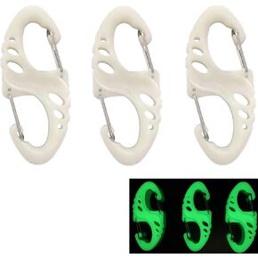 3 Pcs Luminous Mini Mountain Climbing Buckle, Glow in The Dark Carabiner Double Clip Snap Hooks Quick Release Keychain for Hiking, Outdoors Camping, Fishing, Dive, Backpack Gear