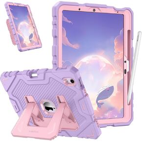 Fintie Case for iPad Air 11-inch M2 (2024), iPad Air 5th Generation (2022) / iPad Air 4th Gen 10.9", Fully-Body Rugged Heavy Duty Shockproof Protective Case with Built-in Kickstand for Kids, Purple