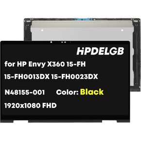 Replacement for HP Envy X360 15-FH 15Z-FH 15-FH0013DX 15-FH0023DX 15-FH0097NR 15-FH0000 N48155-001 15.6" 1920x1080 FHD LCD Touch Screen Display Digitizer Assembly Black