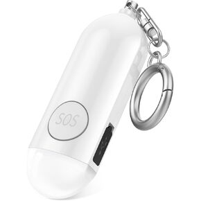 Personal Alarm for Women Rechargeable 130dB Loud Beeping Sound Siren LED Light Running Safety Keychain Finder Only for iPhone iOS Find My Air Smart Tag Locator Item Tracker Backpack Car Key Chains