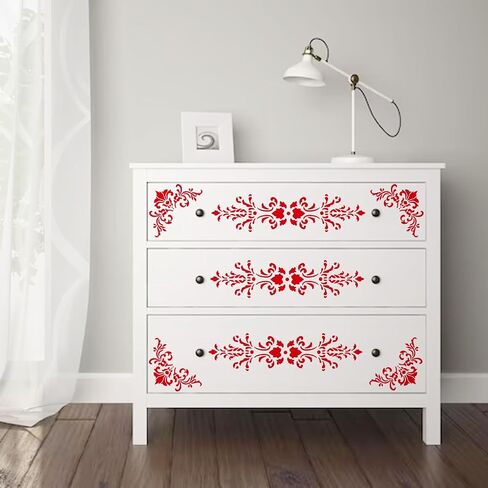 Corner Border Stencils for Crafts, Mexican Flower Floral Lace Furniture Stencils for Painting on Wood Reusable Wood Burning Drawing Art Paint Patterns for Wall Cookie Canvas Floor(Border) in Saudi Arabia