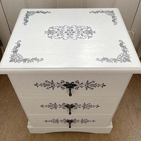 Corner Border Stencils for Crafts, Mexican Flower Floral Lace Furniture Stencils for Painting on Wood Reusable Wood Burning Drawing Art Paint Patterns for Wall Cookie Canvas Floor(Border) in Saudi Arabia