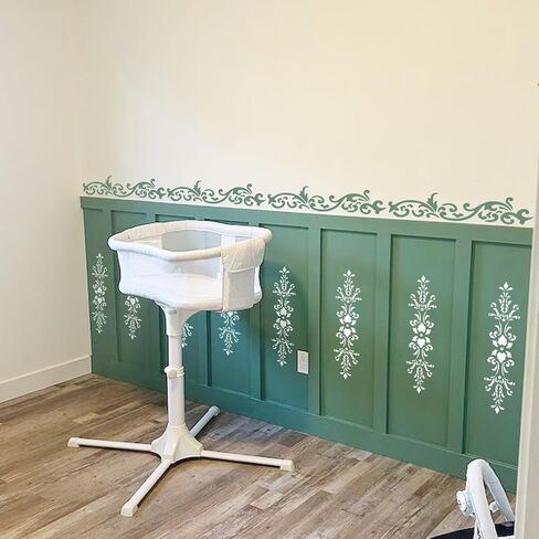 Corner Border Stencils for Crafts, Mexican Flower Floral Lace Furniture Stencils for Painting on Wood Reusable Wood Burning Drawing Art Paint Patterns for Wall Cookie Canvas Floor(Border) in Saudi Arabia