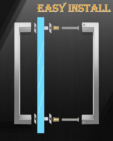 12 inch Square Shower Pull Push Entry Door Handle Double Sided, Brushed Gold Stainless Steel Back to Back Sliding Barn Door Handles, Fit for Glass Door Wooden Door in Saudi Arabia