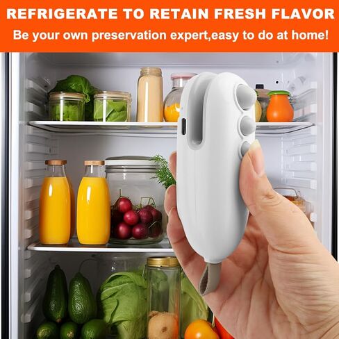 مانع تسرب الأكياس الصغيرة، 2 في 1 مانع تسرب الحرارة مع قطاعة، مانع تسرب الأكياس المحمولة القابلة لإعادة الشحن عبر USB مع سدادة حرارية مغناطيسية محمولة، أداة مطبخ للحفاظ على الطعام طازجًا والوجبات الخفيفة مقرمشة in Kuwait