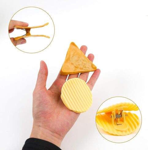 12 قطعة مشابك الرقائق مشابك الحقيبة مشابك الطعام اللطيفة والوجبات الخفيفة المضحكة مشبك إغلاق البطاطس لتخزين الطعام في المطبخ بشكل دائري ومثلث in Kuwait