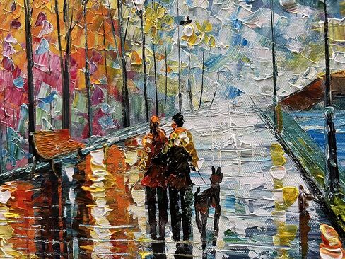 Alenoss Hand Painted Modern Oil Paintings on Canvas Wall Art Vertical Abstract Painting Large Contemporary Wall Art Textrued Wall Painting for Living Room Bedroom in Saudi Arabia