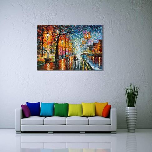 Alenoss Hand Painted Modern Oil Paintings on Canvas Wall Art Vertical Abstract Painting Large Contemporary Wall Art Textrued Wall Painting for Living Room Bedroom in Saudi Arabia