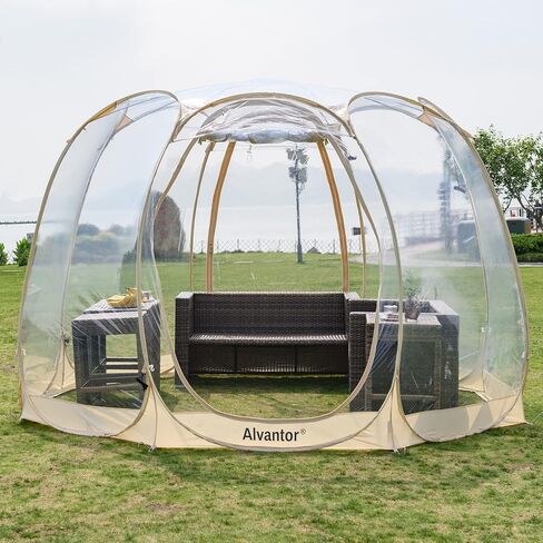 Alvantor Pop Up Bubble Tent - 12’ x 12’ Instant Igloo Tent - 8-10 Person Screen House for Patios - Weather Proof Pod - Cold Protection Camping Tent - Beige in Saudi Arabia