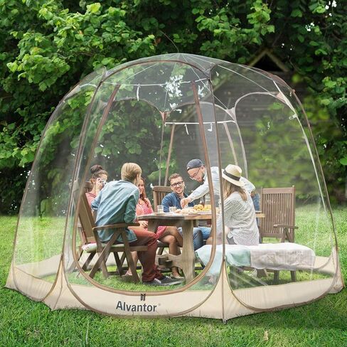 Alvantor Pop Up Bubble Tent - 12’ x 12’ Instant Igloo Tent - 8-10 Person Screen House for Patios - Weather Proof Pod - Cold Protection Camping Tent - Beige in Saudi Arabia