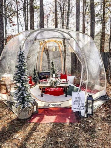 Alvantor Pop Up Bubble Tent - 12’ x 12’ Instant Igloo Tent - 8-10 Person Screen House for Patios - Weather Proof Pod - Cold Protection Camping Tent - Beige in Saudi Arabia