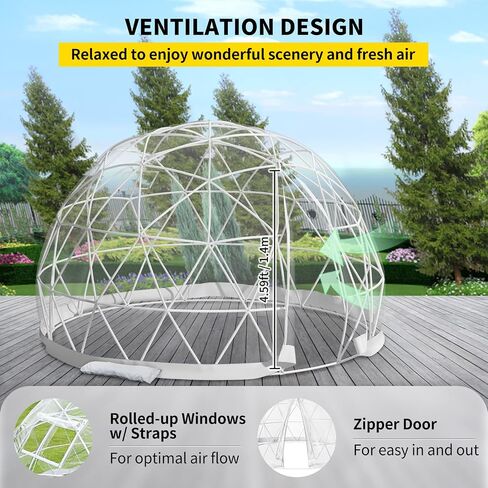 VEVOR Garden Dome Igloo, 9.5 ft *5.8 ft Upgraded Dome Tents Dome Greenhouse, Clear Dome Tent with TPU Cover and Polyester Mesh, Waterproof Garden Igloo Dome Suitable for Patio and Dining Places in Saudi Arabia