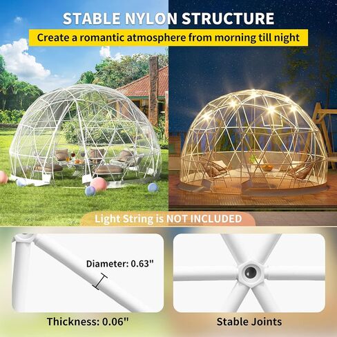 VEVOR Garden Dome Igloo, 9.5 ft *5.8 ft Upgraded Dome Tents Dome Greenhouse, Clear Dome Tent with TPU Cover and Polyester Mesh, Waterproof Garden Igloo Dome Suitable for Patio and Dining Places in Saudi Arabia