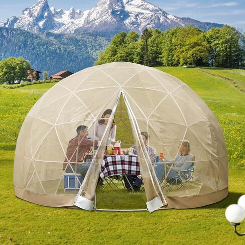 VEVOR Garden Dome Igloo, 9.5 ft *5.8 ft Upgraded Dome Tents Dome Greenhouse, Clear Dome Tent with TPU Cover and Polyester Mesh, Waterproof Garden Igloo Dome Suitable for Patio and Dining Places in Saudi Arabia