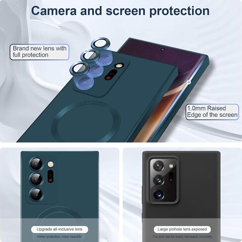 Slim Case for Samsung Galaxy Note20 Ultra 5G [Camera Lens Protector][Mag-Safe] Metal Matte Silicone Soft Rubber Note 20 Ultra Phone Case & Magnetic Wireless Charging for Samsung Note 20 Ultra (Black) in Saudi Arabia