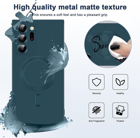 Slim Case for Samsung Galaxy Note20 Ultra 5G [Camera Lens Protector][Mag-Safe] Metal Matte Silicone Soft Rubber Note 20 Ultra Phone Case & Magnetic Wireless Charging for Samsung Note 20 Ultra (Black) in Saudi Arabia