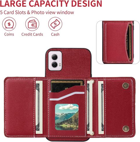 Phone Case for Motorola Moto G Power 5G 2024 Wallet Cover with Crossbody Shoulder Strap and Leather Credit Card Holder Flip Purse Pocket Slim Stand Cell Accessories G5 Girls Women Men Red in Kuwait