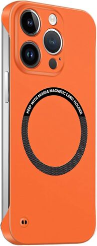 Casechics Compatible with iPhone Case,Frameless Slim Fit Design Ultra-Thin,Compatible with Magsafe & Wireless Charging,Hard Magnetic Shockproof Cover Phone Case (Orange,iPhone 15 Pro) in Saudi Arabia