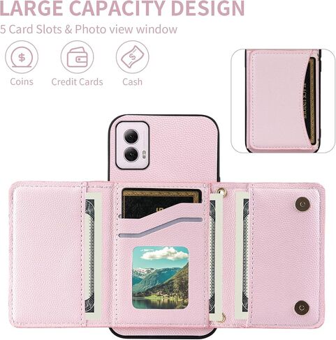 Phone Case for Motorola Moto G Power 5G 2024 Wallet Cover with Crossbody Shoulder Strap and Leather Credit Card Holder Flip Purse Pocket Slim Stand Cell Accessories G5 Girls Women Men Red in Kuwait