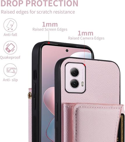 Phone Case for Motorola Moto G Power 5G 2024 Wallet Cover with Crossbody Shoulder Strap and Leather Credit Card Holder Flip Purse Pocket Slim Stand Cell Accessories G5 Girls Women Men Red in Kuwait