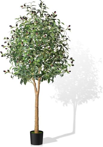 Artificial Olive Tree, 6ft Tall Faux Silk Plant Artificial Tree in Indoor Potted Oliver Branch Leaves and Fruits for Home Room Office Decor and Housewarming Gift (72in) in Saudi Arabia