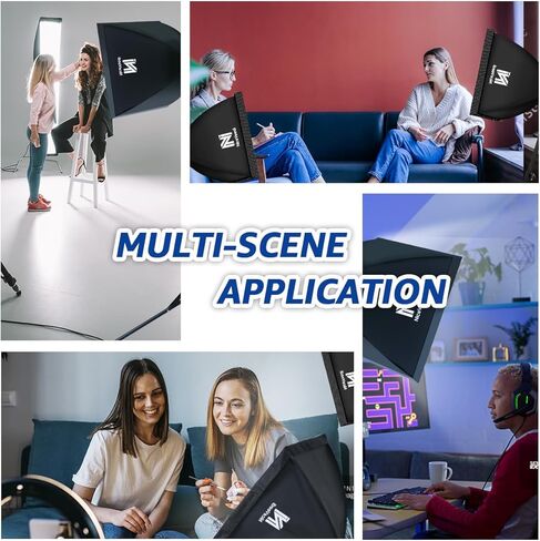 Softbox Photography Lighting Kit, NiceVeedi 20" Softbox Lighting Kit with 5400K 650W Equivalen LED Bulbs & 63" Tripod Stand, Studio Light Kit for Photography Portraits Advertise Shooting, Video Record in Kuwait