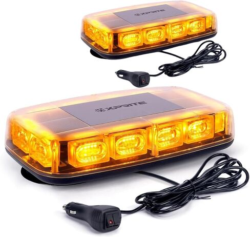 Xprite 2PC 12" Roof Top Strobe Light, High Bright 72 LED Emergency Flashing Beacon Light w/Magnetic Mount for 12V-24V Construction Vehicles, Truck, Snow Plow, Postal Car (Amber White) in Kuwait