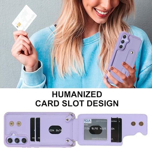 Crossbody Wallet Case for Samsung Galaxy S24 Ultra, RFID Blocking PU Leather Lanyard with Card Slots Holder Wrist Strap Kickstand Cover for Women Case for Samsung S24 Ultra.Removable Black in Kuwait