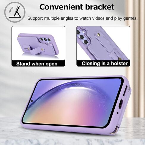 Crossbody Wallet Case for Samsung Galaxy S24 Ultra, RFID Blocking PU Leather Lanyard with Card Slots Holder Wrist Strap Kickstand Cover for Women Case for Samsung S24 Ultra.Removable Black in Kuwait