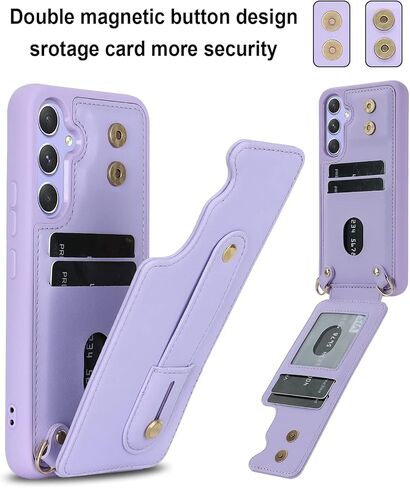 Crossbody Wallet Case for Samsung Galaxy S24 Ultra, RFID Blocking PU Leather Lanyard with Card Slots Holder Wrist Strap Kickstand Cover for Women Case for Samsung S24 Ultra.Removable Black in Kuwait