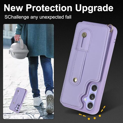 Crossbody Wallet Case for Samsung Galaxy S24 Ultra, RFID Blocking PU Leather Lanyard with Card Slots Holder Wrist Strap Kickstand Cover for Women Case for Samsung S24 Ultra.Removable Black in Kuwait